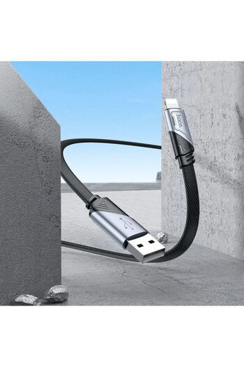 REDz Accessories Cablu Hoco U119, USB la Lightning, 1.2m, compatibil cu iPhone, alimentare 2.4A, transfer de date, negru
