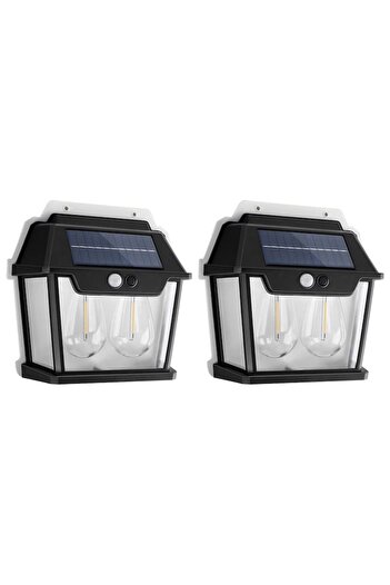 NEXTLY Set 2 X Lampa Solara De Exterior Cu 2 Becuri , 3 Moduri De Functionare, Senzori De Miscare