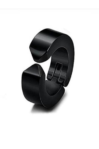 MAZEN 1 Piece Compressed Non-Hole Steel Black Unisex Earring
