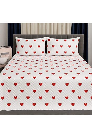 coverbox Double Dowry Pique Bed Cover Set 200X220 cm Multi-Purpose Blanket with 2 Pillow Cases