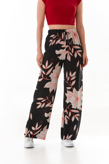 Fulla Moda Floral Print Palazzo Trousers with Elastic Waist