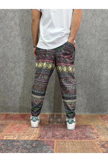FıttingRoom Patterned Baggy Trousers with Elastic Waist