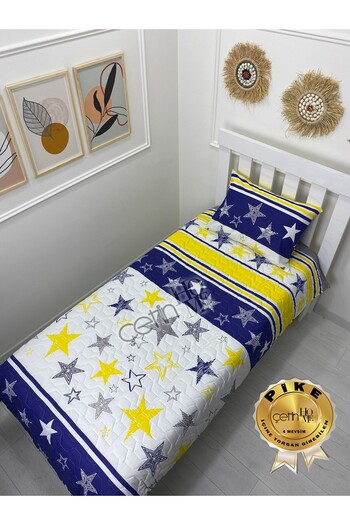 Çetinhome Çetinhome Single Quilted Pique Set 4 Seasons Yellow Navy Blue