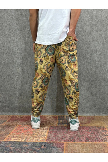 FıttingRoom Patterned Baggy Trousers with Elastic Waist
