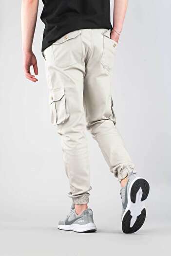 bombe Erkek Taş Slim Fit Dar Kesim Jogger Kargo Cepli Paça Lastikli Pantolon