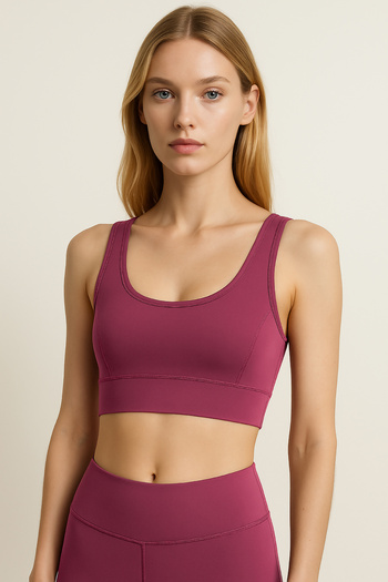 HNX Thick Strap Recovery Sports Bustier |   Plum
