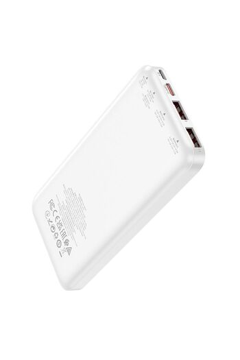 REDz Accessories Hoco J101 External Battery, 10,000 mAh, USB and USB Type-C, PD QC 3A 22.5W, White