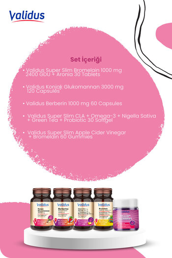 Validus Slimming Set - Bromelain - Glukomannan - Berberin - Cla - Apple Cider