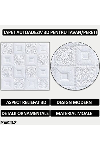 NEXTLY Set 10 X Tapet Autoadeziv 3d , Pentru Perete Sau Tavan, Waterproof, Ajustabil, Adeziv