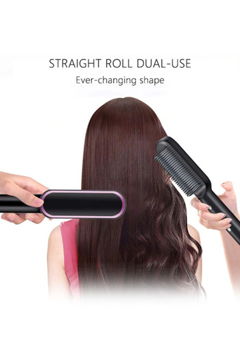 MACON 2-in-1 Hair Straightener and Curler – Tourmaline Ceramic Comb Brush Styling Tool