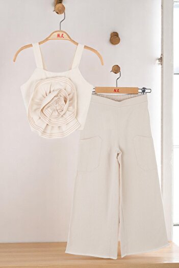 Ugly Duck 08-14 Age Cream Pants Crop Suit - Cream