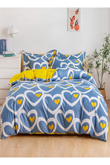 RISHAHOME 6-Piece Double Microfiber Corduroy Duvet Cover Set, Multicolor, 200 x 230 cm