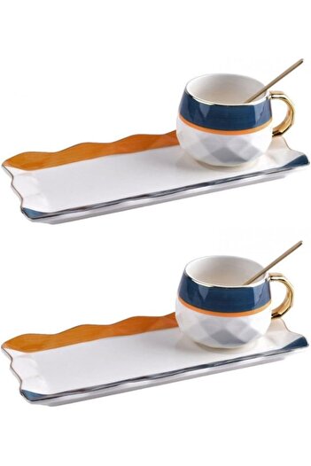 HIHOMEY 6-Piece Ceramic Cup & Saucer Set With Spoon
