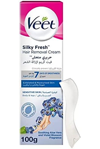 Veet Sensitive Skin Silky Fresh Hair Removal Cream Body & Legs, Soothing Aloe Vera & Violet Blossom