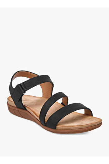 Flora Bella by Shoexpress Textured Strap Sandals with Hook and Loop Closure