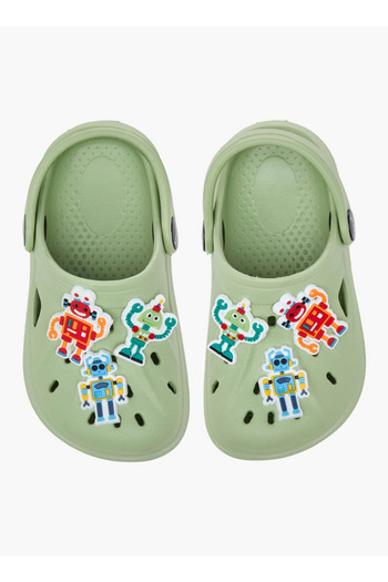 Aqua Robot Applique Clogs with Backstrap