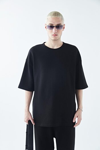 VAMOSCLO Oversize Basic Knitwear Tracksuit Set Black