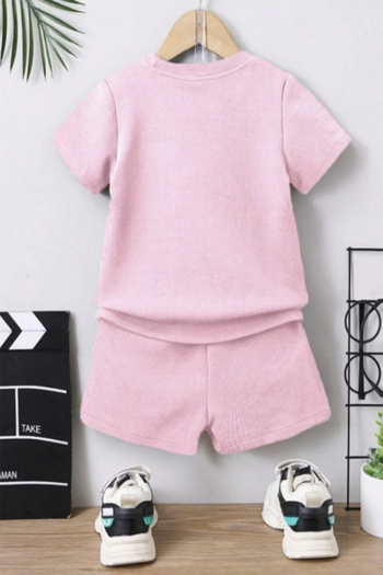 Bubito Waffle Visual Pocket Detailed Cotton Summer Baby Kids Shorts Set-Pink