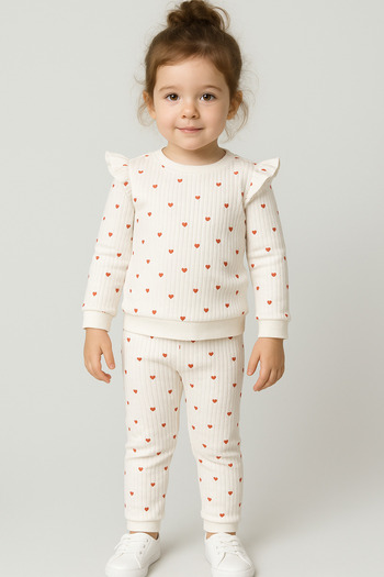 Bubito White Cotton Set of 2 for Baby Girl - Heart and Ruffles