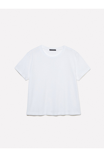 Sisley Women's White 100% Cotton Crew Neck T-Shirt