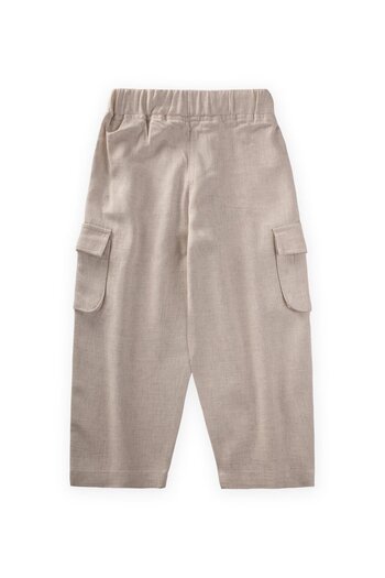 Cigit Double Bellows Pocket Linen Trousers 2-7 Years Natural