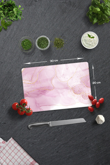 Decorita Glass Cutting Board - Glass Cutting Table |   Pink Gold Pattern |   20cm X 30cm
