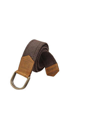 Anatolia Unisex Δερμάτινη Λεπτομερής Διπλή Καφέ Αθλητική Ζώνη από καμβά