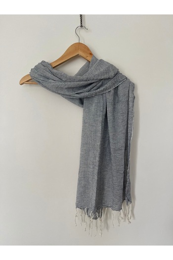NEMM Hand Woven Cotton Thin Striped Shawl 75X175