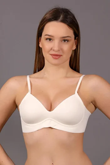 Niket Life Seamless Non-Padded Covered No Underwire Cross Cut Waist B Cup Basic Bra ECRU