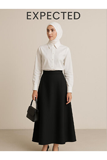 EXPECTED Women's Hijab Black Long Flared Skirt – Scuba Fabric Comfortable Casual and Stylish Skirt