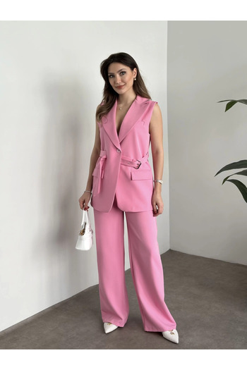 VOLT CLOTHİNG Women's Belt Detailed Vest Set