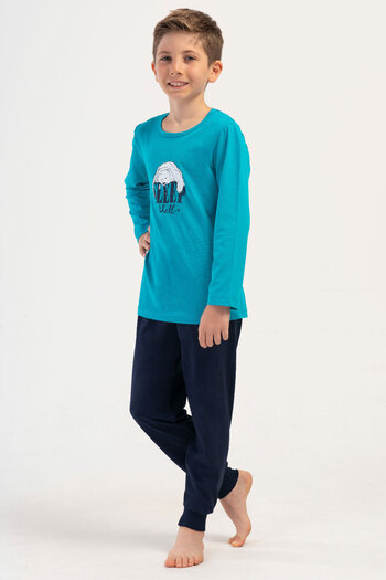 VİENETTA Cotton Boy's Long Sleeve Pajama Set(9/10-15/16), 405327