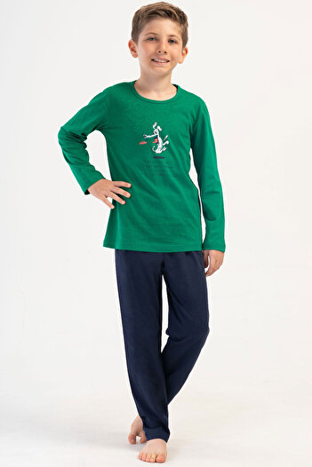 VİENETTA Cotton Boy's Long Sleeve Pajama Set(9/10-15/16), 405307