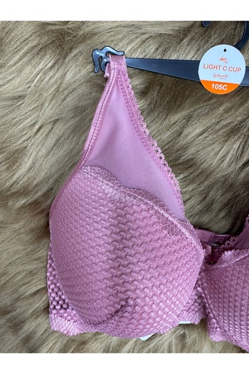 SATTENS C Cup Large Size Hollow Wire Bra C Cup Underwire No Padding Bra