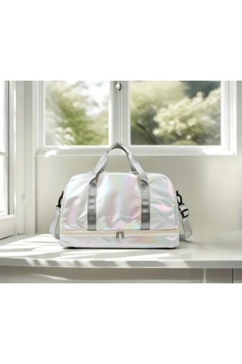 Alaçatı Bright White Women's Sports Bag, Large Capacity Luggage Bag, Multifunctional Bag