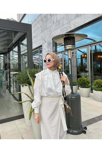 Zübeyde Sayın Natural Linen Tie Skirt