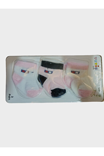 baby kids colors Newborn Socks Mixed 3 Colors (White-Pink)(Black-Pink)(Ecru-Pink)