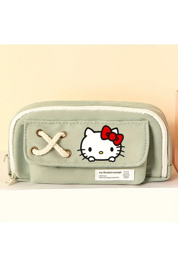 ada çanta kırtasiye Pencil Case/Bag with 3 Compartments Lace Decoration with Hello Kitty Figure Ad6124