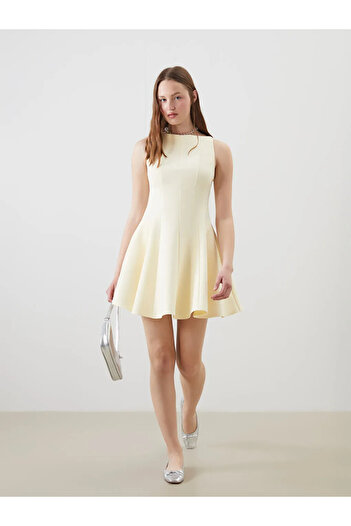 LC Waikiki Xside Sari Boat Neck Mini Dress