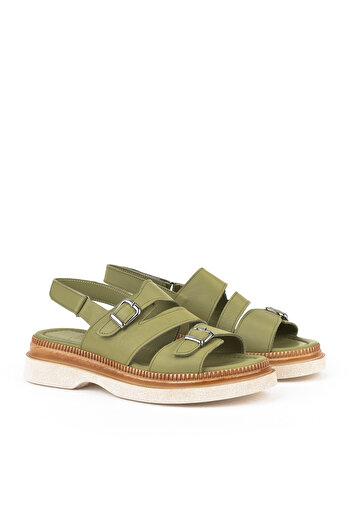 Ziya , Women's Genuine Leather Wedge Heel Sandals 1511020Z6122 Green