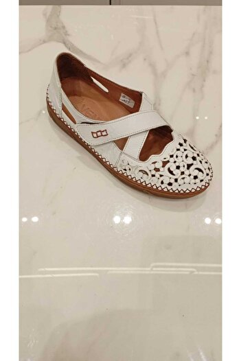 EREN SHOES BAG (Mabel) Real Leather Velcro Saddler Detailed Laser Orthopedic Daily Women's Shoes
