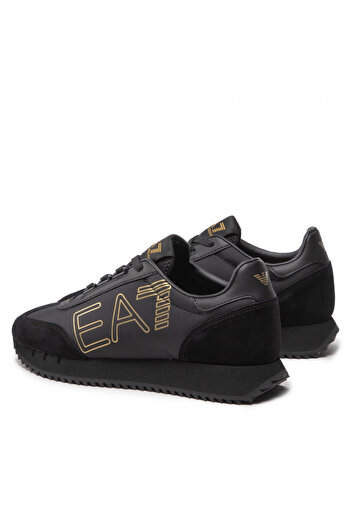 EA7 Unısex Marka Logolu Rahat Taban Bağıcıklı Siyah Sneaker X8X101 XK257-M701
