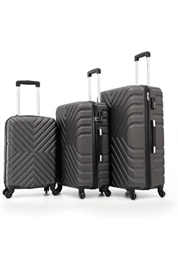 DILIXI Travel Luggage Set of 3 Pieces with 4 Wheels and Number Lock, Dark Grey