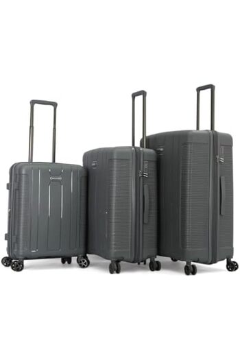 Travelite Unisex 3 Piece Hard Trolley Bag Set L 28-M 24-S 20 Fits All Tastes (3 Piece Set, Charcoal)
