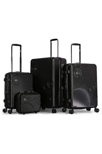 Titan Hard Trolley Luggage Set - 4 Pieces (L 28'/M 24'/S 20' + Makeup Case) - Burgundy Black