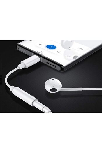 REDz Accessories Headphone Adapter, iPhone/Samsung/Huawei, 3.5mm Jack - Type-C, White