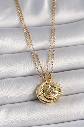 Skygo 316L Steel Gold Color Moon Sun Model Dating Women's Necklace - Tj-Bko10027