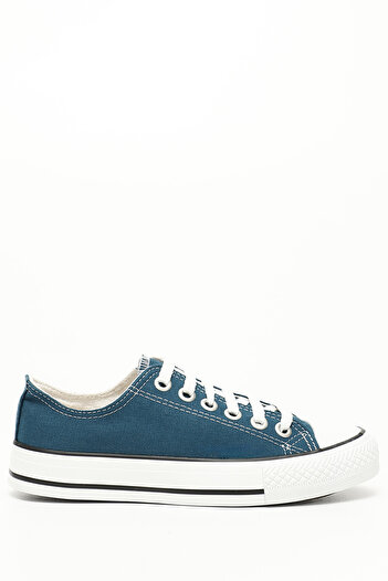 GÖNDERİ(R) Women / Girls Petrol Blue Heart Lace-Up Women's Linen Casual Sports Flat Sole Sneaker 35222