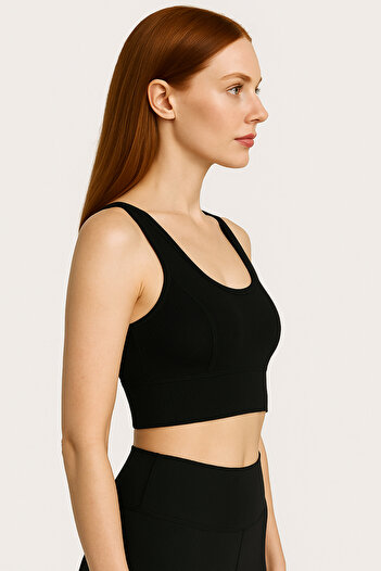 HNX Thick Strap Recovery Ripped Sports Bustier |   Black