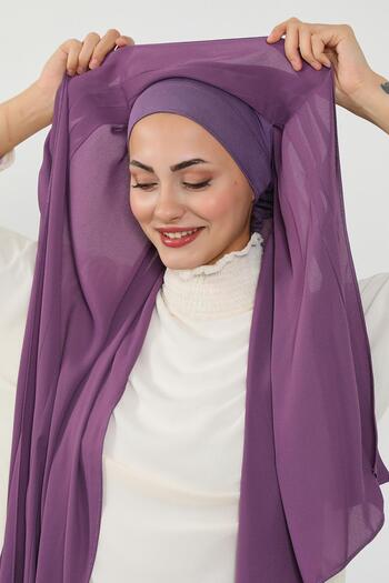 Aisha's Design Πλισέ σάλι από κρεπ με χτενισμένο βαμβάκι, PS-47, Μωβ